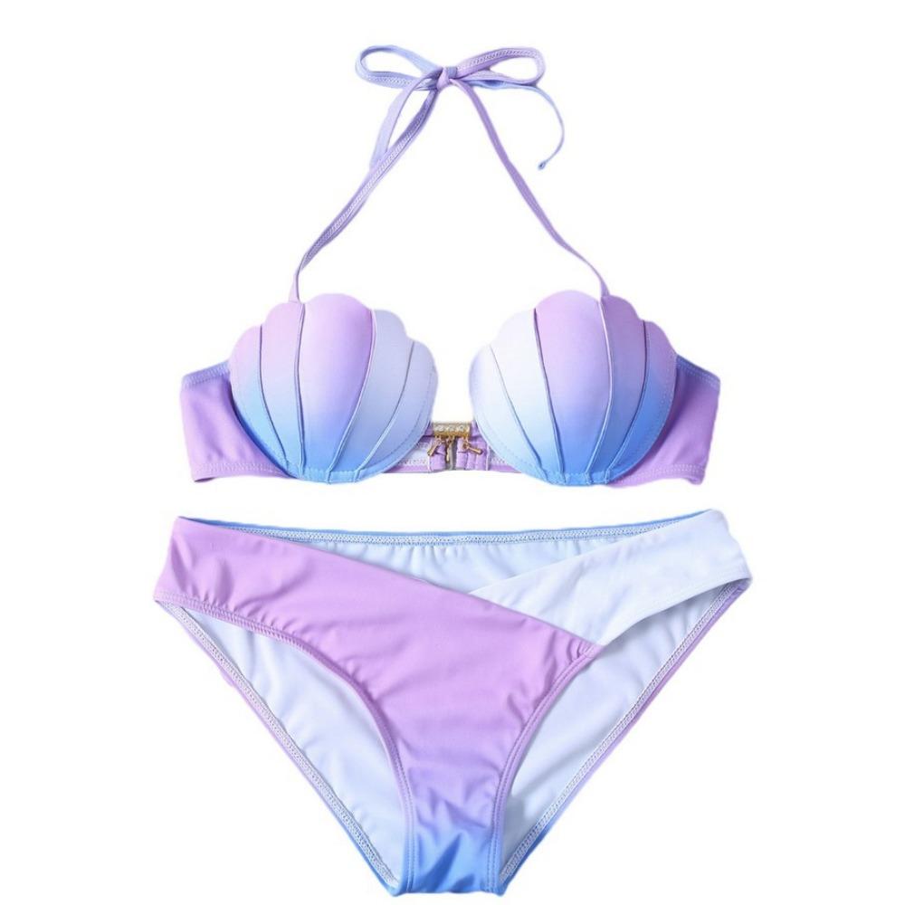 Badeanzug Europäischer und amerikanischer Meerjungfrau-Bikini-Badeanzug mit allmählich wechselnder Muschel-Bikini-Badeanzug xxl