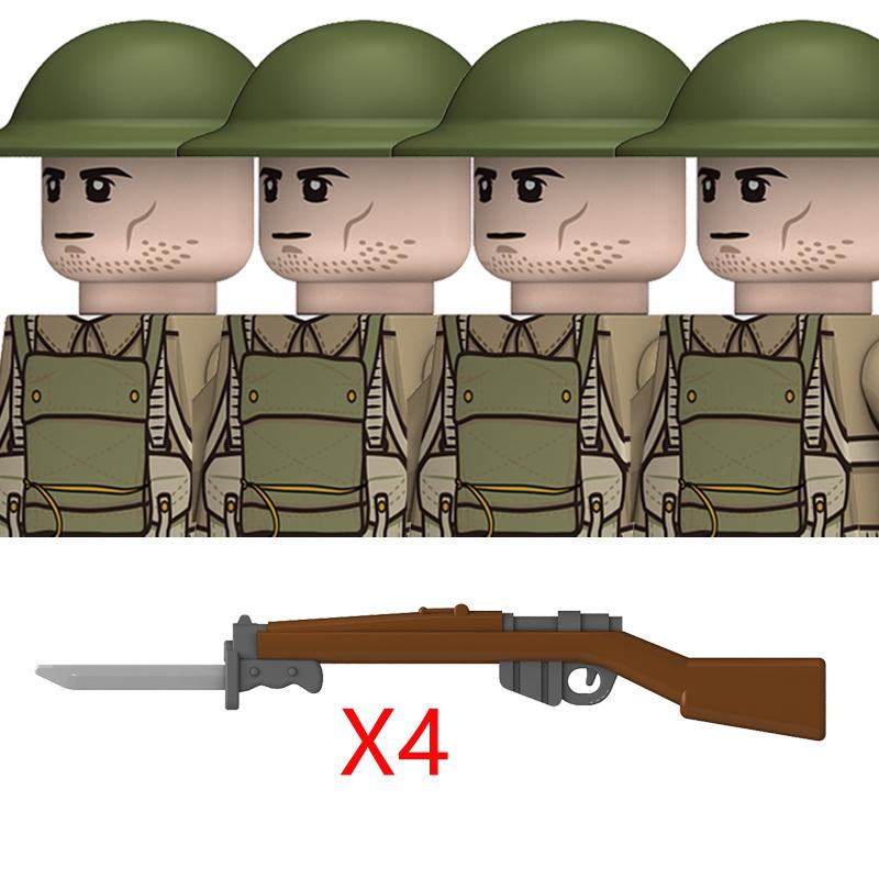 MOC WK2 Großbritannien Militärsoldaten Bausteine Luftstreitkräfte Armee Infanterie Helme Waffen Pistolen Zubehör Steine Spielzeug Jungen Geschenk
