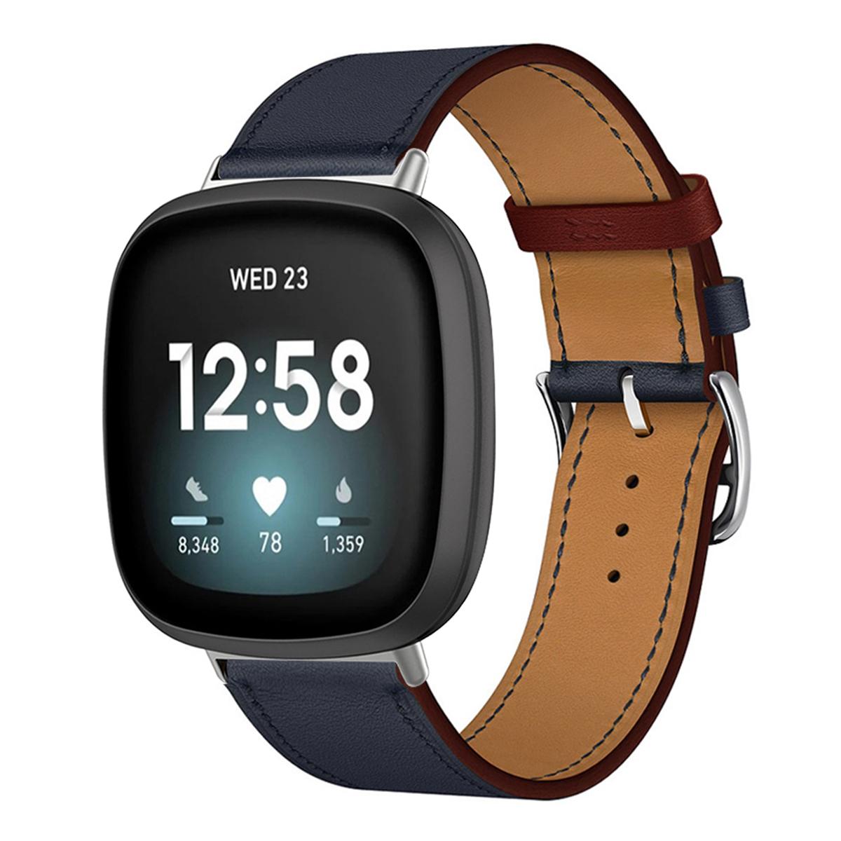 Echtes Lederarmband für Fitbit Versa 4 3 Versa Lite Armband Smartwatch Armband für Fitbit Sense 2/1/Versa 2 1 Correa Uhrenarmband Dornschließe For Fibit Lite