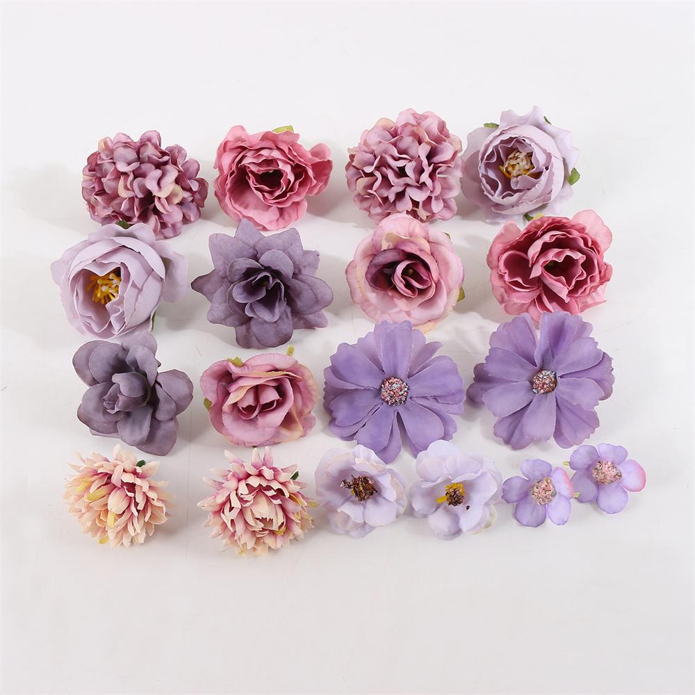 1 Beutel Künstlicher Blütenkopf für Wohnkultur Hochzeitsblumen Wanddekoration DIY Haarschmuck Corsage Handgemachtes Bastelmaterial 1 bag violett