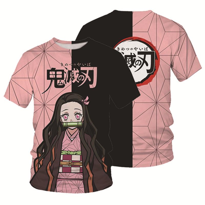 Sommer Mode Anime Dämon Slayer Kochou Shinobu 3D T Shirt Kinder Casual T-shirt Junge Mädchen Unisex Kleidung Übergroßen T-shirt tops 160(13T-14T)