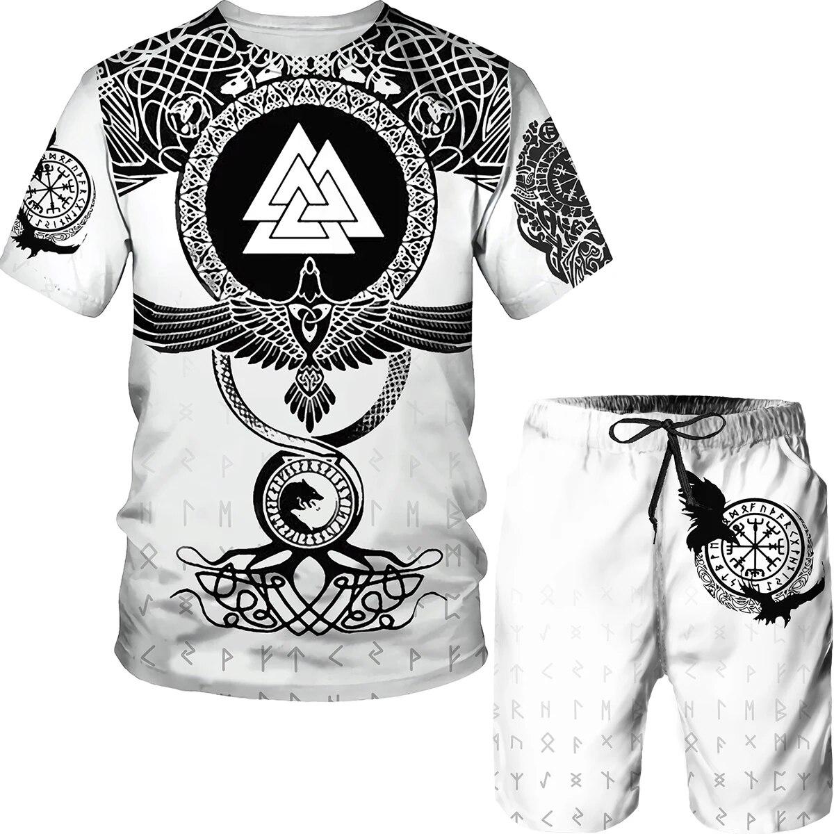 Mode Vintage Gedruckt T Shirt Für Männer Casual Oansatz Tops Trend Shorts 2 Stück Outfit Sommer Outdoor Trainingsanzüge Shorts T-stücke 3XL