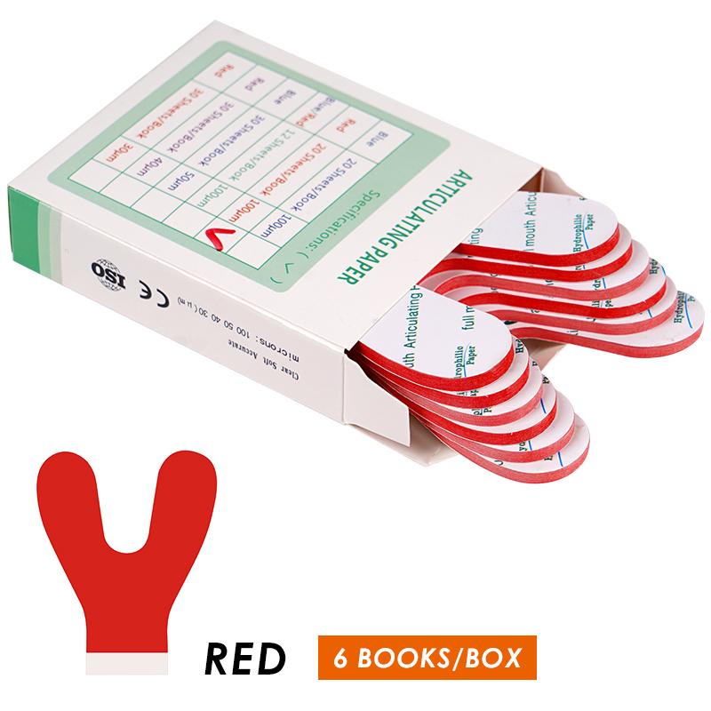 120 Teile/schachtel Y Form Dental Artikulation Papier Volle Mund Bleaching Artikulation Okklusion Papier Zahnmedizin Materialien Werkzeug rot