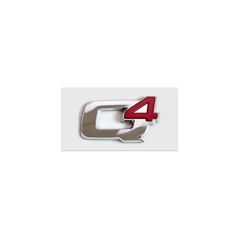 1 Stück 3D ABS Q2 Q4 Giulia Stelvio Veloce Ti Badge Emblem Autoaufkleber Für Romeo 147 156 159 Heckklappe Nachrüstung Kofferraum Etikett Logo silver Q4