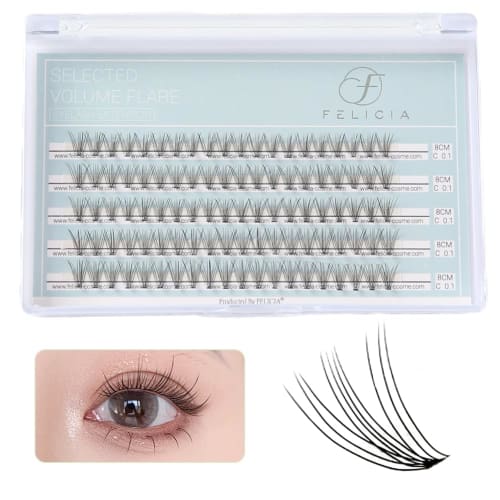 FELICIA Partielle Falsche Wimpern Natürliche Falsche Wimpern Selbstbündel Falsche Wimpern Partielle DIY Wimpern 10 Bündel (0.1mm C Curl 8mm)