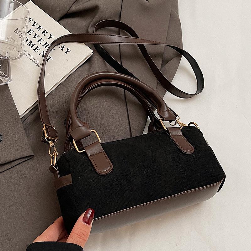 Damen Neue Wildleder Handtaschen Modische Nische Boston Umhängetasche Damen gray