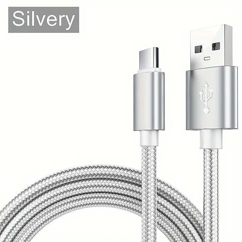 Digital Cables 3,3 Fuß/6,6 Fuß/9,9 Fuß High-Speed ​​USB Type-C Schnellladekabel für Android-Telefone – Kompatibel mit Samsung, Redmi, OnePlus und Xiaomi 2m/6.6ft/78inch silber