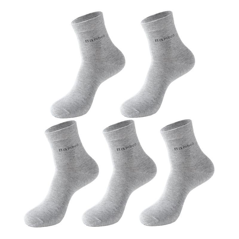 5 Paar Herren-Socken aus Bambusfaser, atmungsaktiv, Kompression, gemütliche Socken, Business-Casual-Socken für Herren EUR 38-45 hellgrau