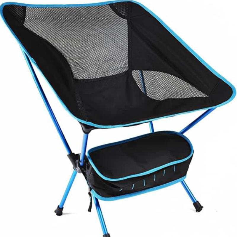 Ultraleichter tragbarer Campingstuhl, zusammenklappbarer Strandstuhl, Terrassen-Esszimmerstuhl mit Tragetasche für Outdoor-Wanderungen, Angeln, Picknick im Hinterhof, Reisen himmelblaue
