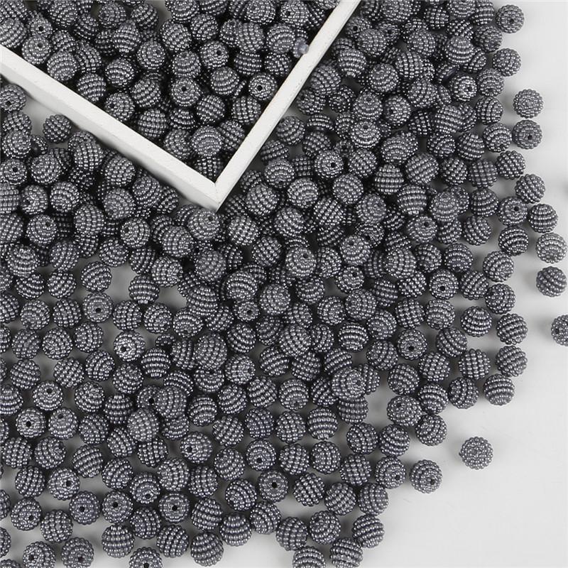 10 mm, 50 Stück, Acrylperlen, Bayberry-Perlen, runde lose Perlen für Schmuckherstellung, DIY-Zubehör dunkelgrau