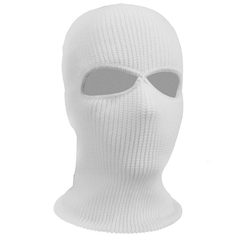 18 Farben Vollgesichtsmaske Drei 2-Loch-Balaklava-Mütze Winter Ski Radsportmaske Mütze Schal Warme Gesichtsmasken weiß