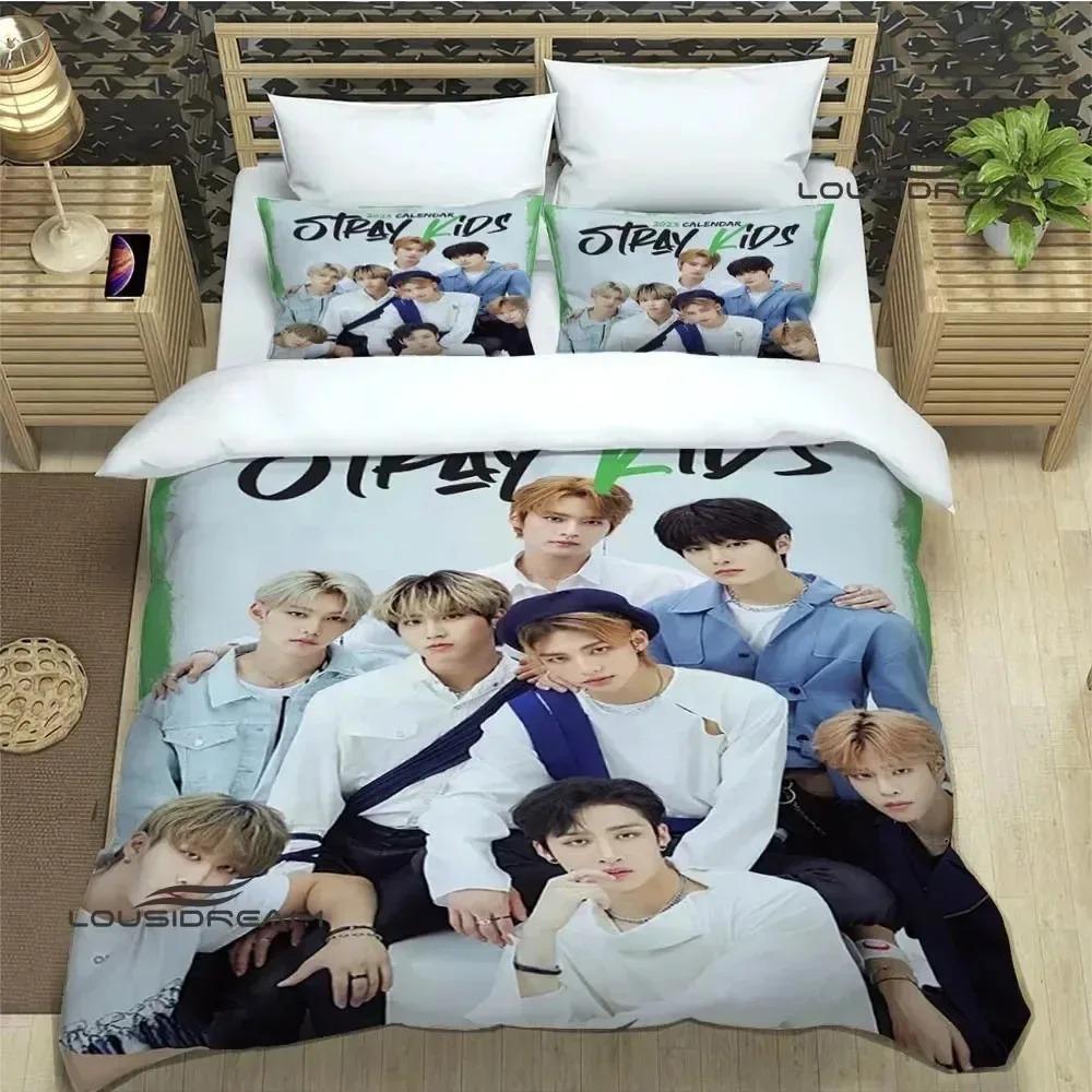 KPOP S-Stray-K-Kids Druck Bettwäsche-Sets Exquisites Bettwaren-Set Bettbezug Bettdecke Bettwäsche-Set Luxuriöses Geburtstagsgeschenk EU King 240x220cm