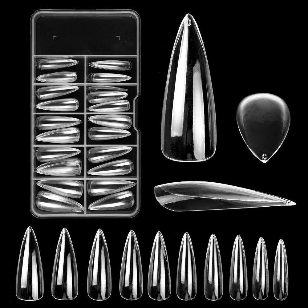 Form-Nagel-Kunst-Werkzeug, vollständige Abdeckung, Nagelspitzen, falsche Nägel, künstliche Nagelverlängerung, lange künstliche Nägel Clear Stilleto