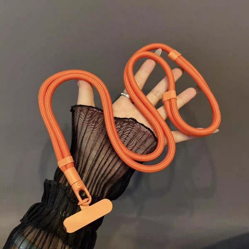 Verstellbares Handy-Umhängeband Lanyard Crossbody Handy-Lanyards Halsband mit Patch für iPhone Handy Hängeschnur Umhängeband 80CM orange
