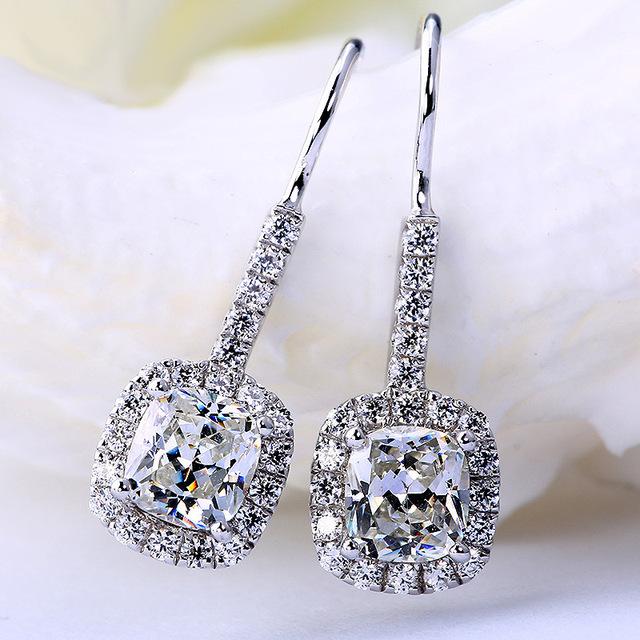 S925 Silber Sterling 1 Karat Diamant-Ohrring für Frauen, blauer Saphir, Rubin, Topas, Silberschmuck, Edelstein-Diamant-Ohrstecker weiß