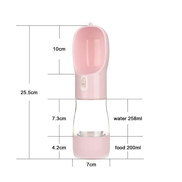 Haustier Hund Wasserflasche Futterbecher Tragbare Hunde Wasserflasche mit Futterbecher Haustiere Reise Trinken Hundenäpfe Wassernapf für Hunde rosa