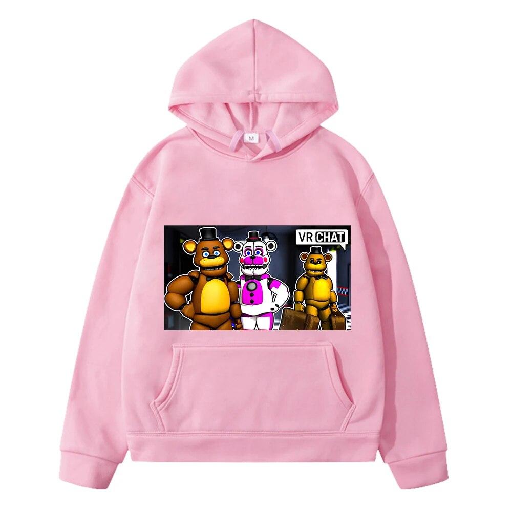 FNAF Kinderkleidung Mädchen Anime Hoodie Fleece Sweatshirt Jungen Y2K Sudadera Herbst Bär Kaninchen Spiel Kawaii Pullover Jacke Hoodies 130 rosa