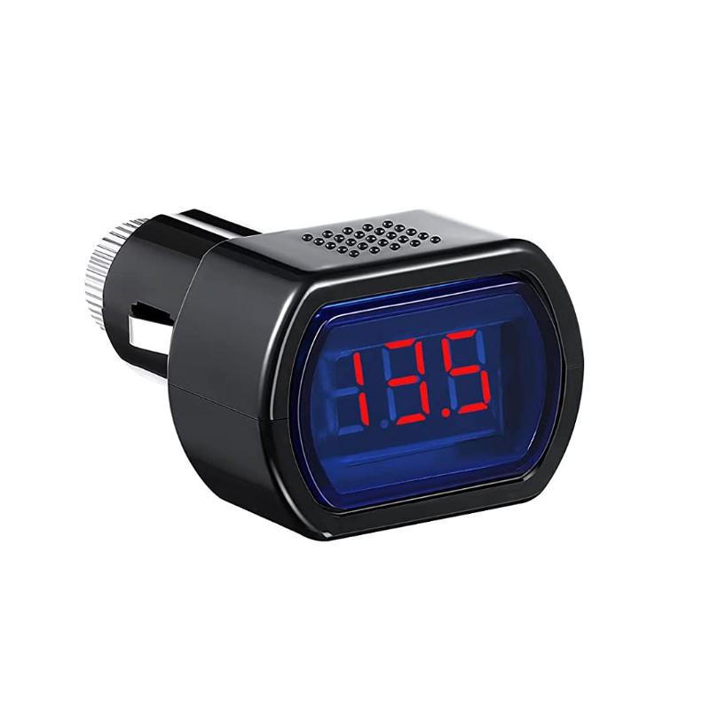 Zigarettenanzünder-Voltmeter, tragbare LED-Digitalanzeige, Volt-Tester, elektrischer Spannungsmesser für Auto, Auto, Fahrzeug, Batterieüberwachung, 8–30 V, Schwarz