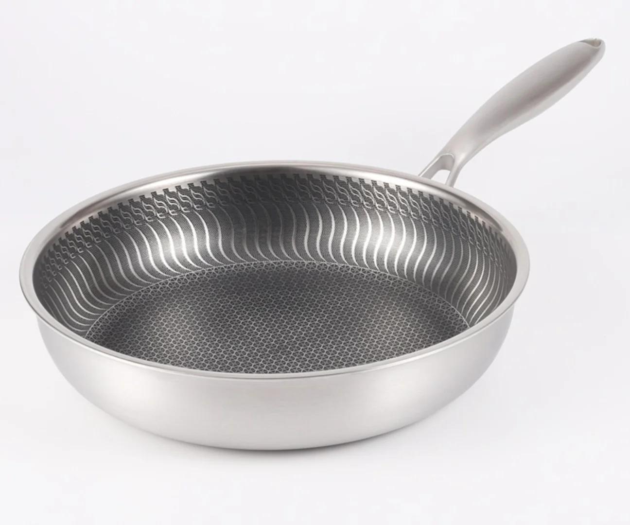 316 Edelstahl Bratpfanne Wok Antihaft-Pfanne Steak CookingSkillet Topf Induktion Gasherd Universal Küche Kochgeschirr Topf Outer diameter 28cm