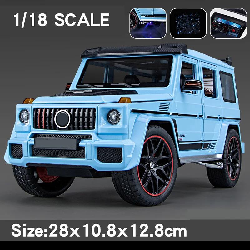 1/18 Brabus G800 Offroad-Fahrzeug Modellauto Spielzeug Legierung Metall Diecast SUV Modell Spielzeug mit Sound und Licht Geburtstagsgeschenk für Kinder blau