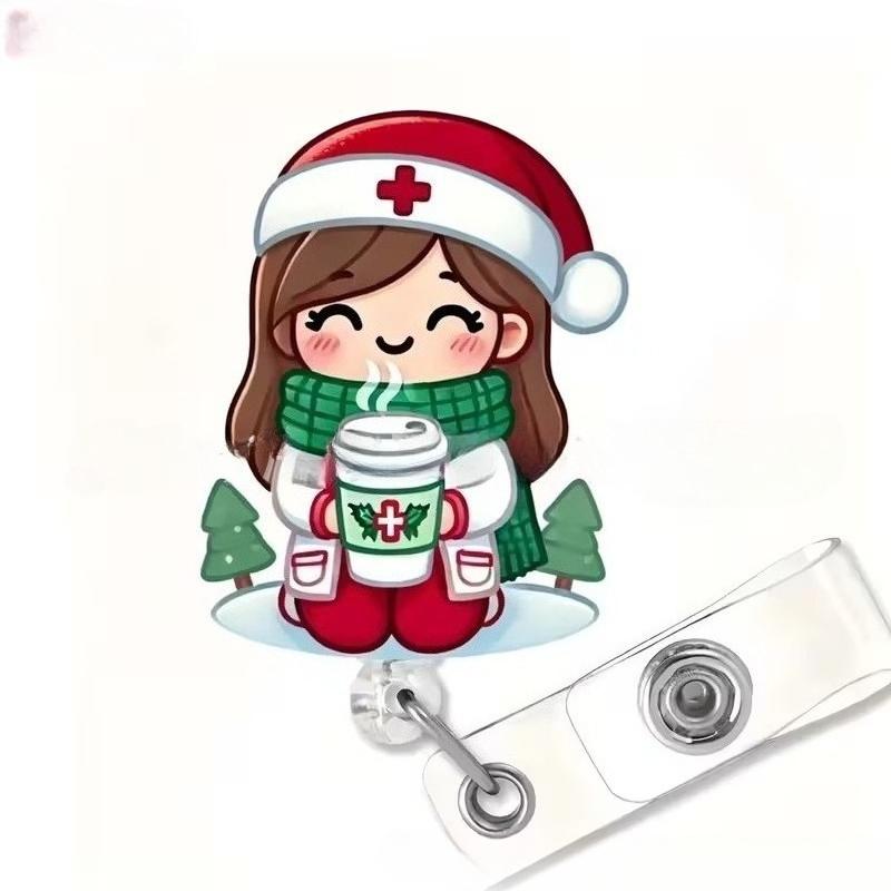 Neuer Niedlicher Cartoon Krankenschwester Acryl Ausweis Teleskopischer Ausrollhalter für Ärzte und Krankenschwestern Flache Ausweishalter