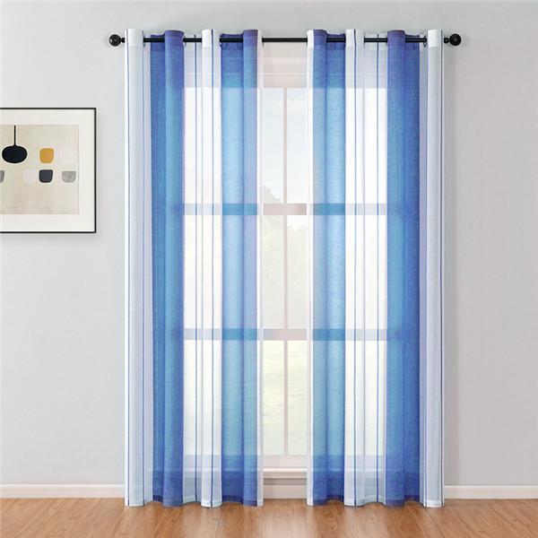Streifen-Vorhänge für Wohnzimmer, Schlafzimmer, Tüll-Vorhänge, Fenster, Tüll, gestreift, Voile-Vorhang, Vorhänge, Halbfenster-Jalousien, Zuhause, 1 Stück W140xL260cm 1 pieces