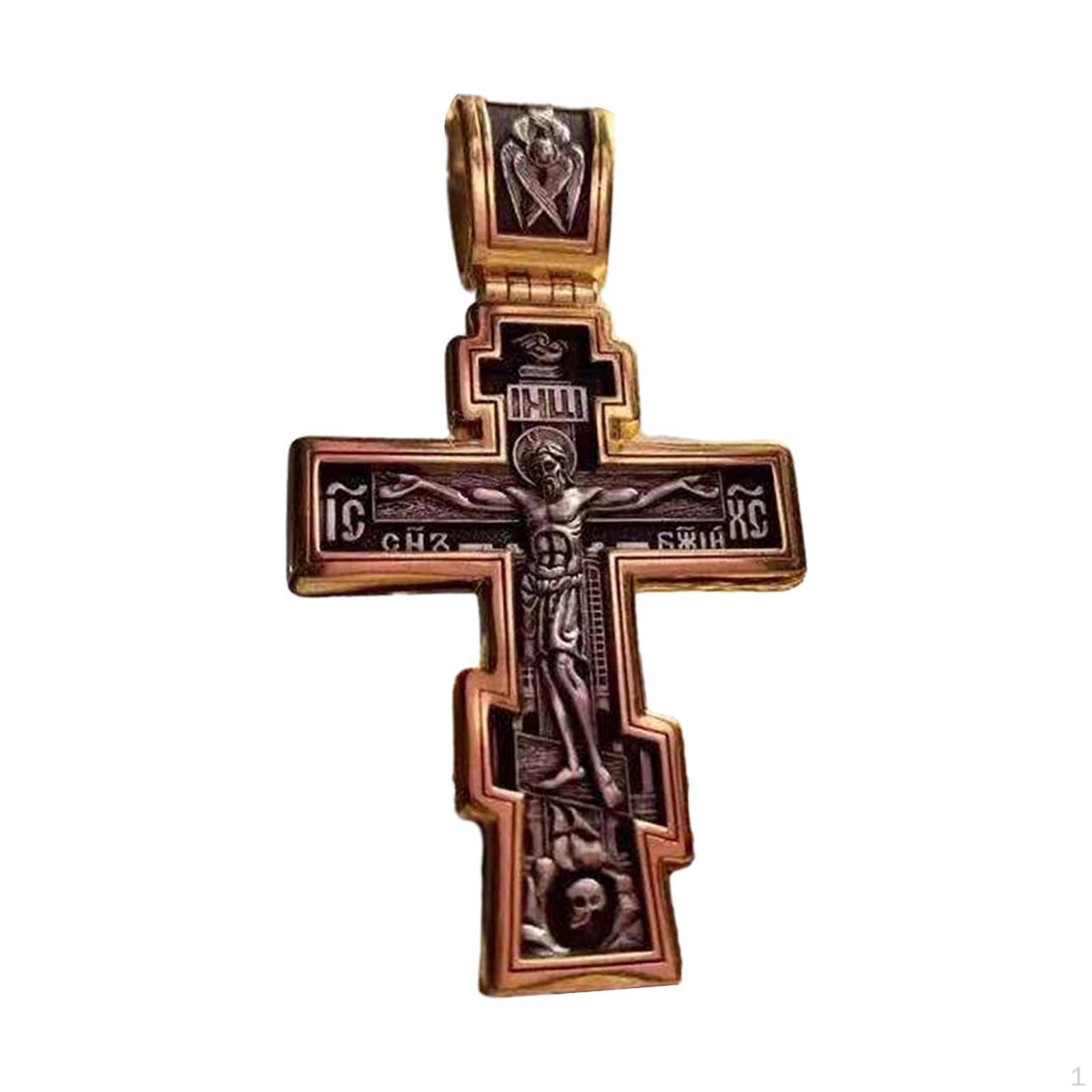 Kreuz Kruzifix Anhänger Halskette, Gravierte Halskette Bibel Gebet Anhänger, dual color