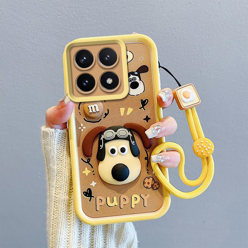 KEYSION Stoßfeste Hülle für Xiaomi 14T Pro 5G mit Umhängeband, weiches Silikon, süße 3D-Cartoon-Puppe, Telefonabdeckung für Xiaomi 14T 5G for Xiaomi 14T Pro