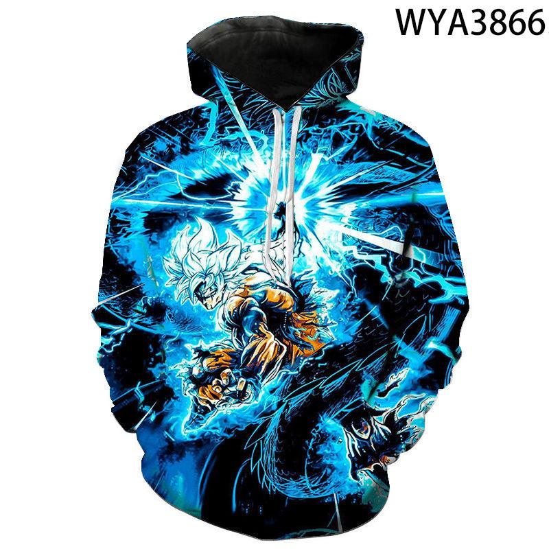 3D Anime Dragon Ball Dragon Ball Super Digitaldruck Hoodie Kapuzenpullover Männer und Frauen Erwachsene Kinderkleidung 120 blue