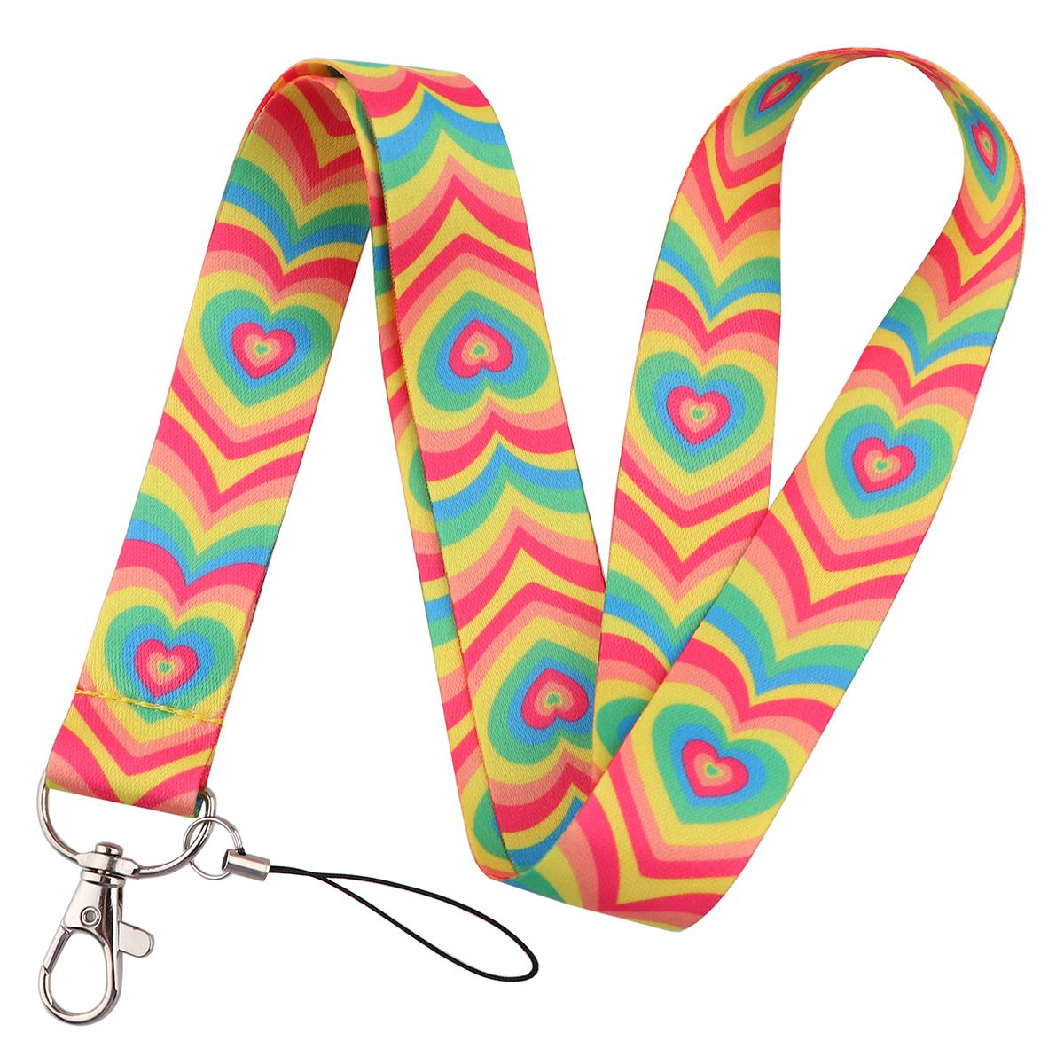 Buntes Herz-Lanyard Liebes-Halsband Für Schlüssel-Ausweis-Handy-Riemen Ausweishalter DIY-Aufhängeseil Halsband Zubehör Deko