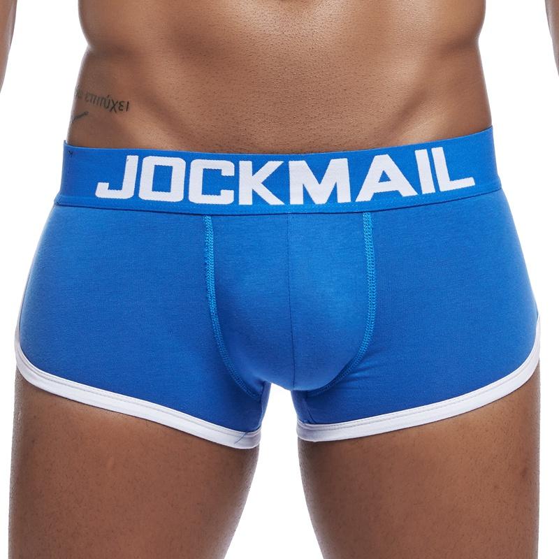 Boxer JOCKMAIL Abnehmbare, gepolsterte HüftpolsterHerrenunterwäscheAtmungsaktive BaumwolleFitnessstudio-SportstilTrunks Unterhosen M blau