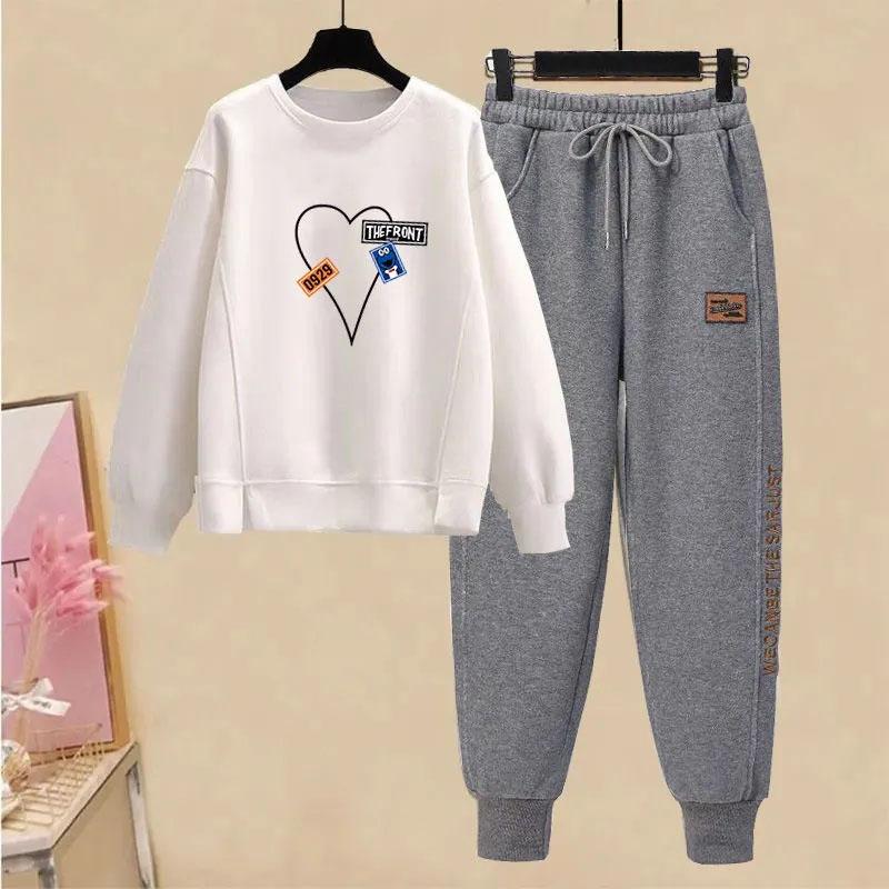 Zweiteiliger Frühlings- und Herbst-Freizeitsport-Pulloveranzug für Damen, einfarbig, Sporthose für Damen M