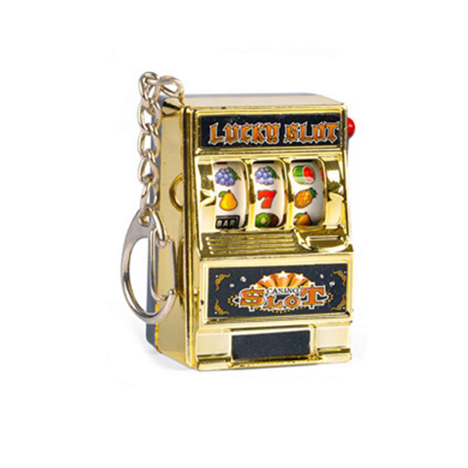 Mini-Spielautomaten-Schlüsselanhänger mit kleiner Glocke, lustiger Casino-Anhänger, Glücksbringer, Jackpot-Schlüsselanhänger, Taschenanhänger, Partygeschenke gold