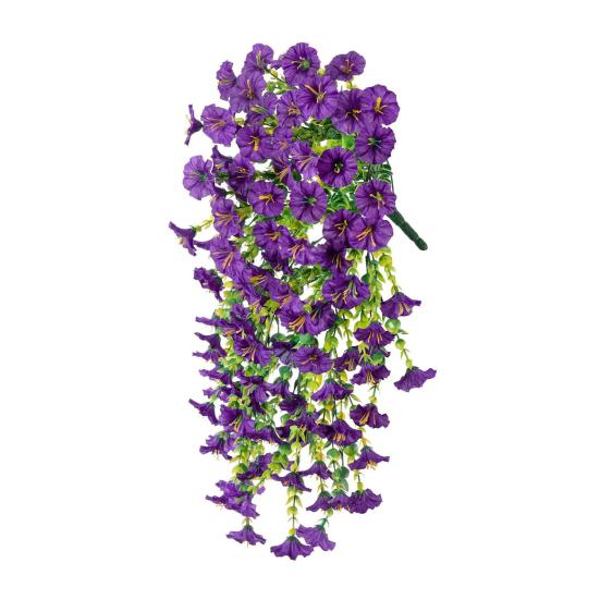 Künstliche Petunien zum Aufhängen, UV-beständig, Kunstpflanzen für den Außenbereich, gefälschte Petunienstreifen, Frühlings- und Sommerdekor für Zuhause, Kaminsims, Tür, Veranda, Terrasse violett