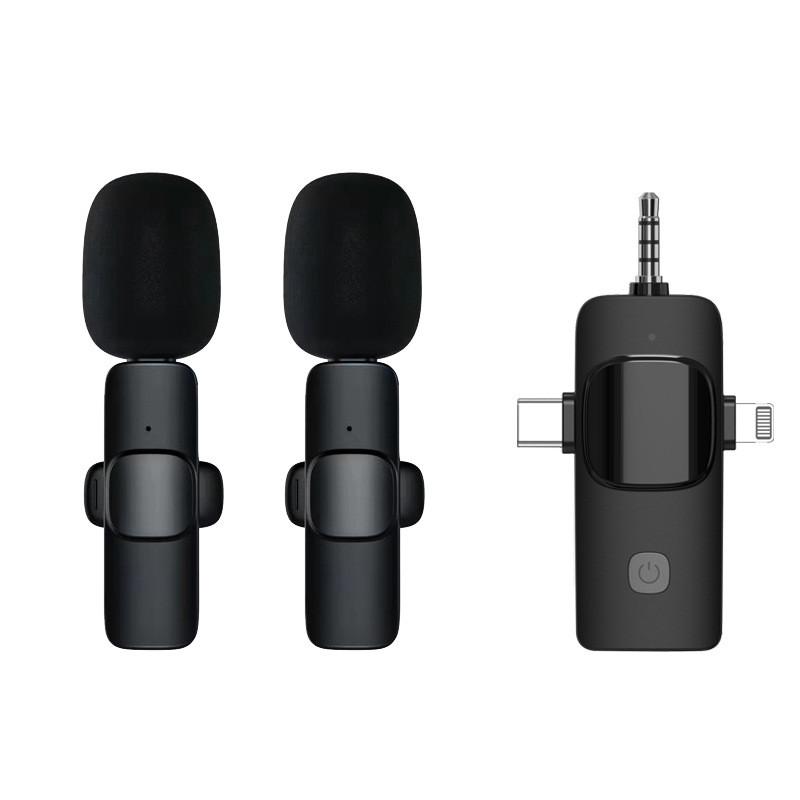 3-in-1 Drahtloses Lavalier-Mikrofon für iPhone Android 3,5 mm für Radio Live-Aufnahme Rauschunterdrückung Mini-Mikrofon Weitgehend kompatibel 2 in 1