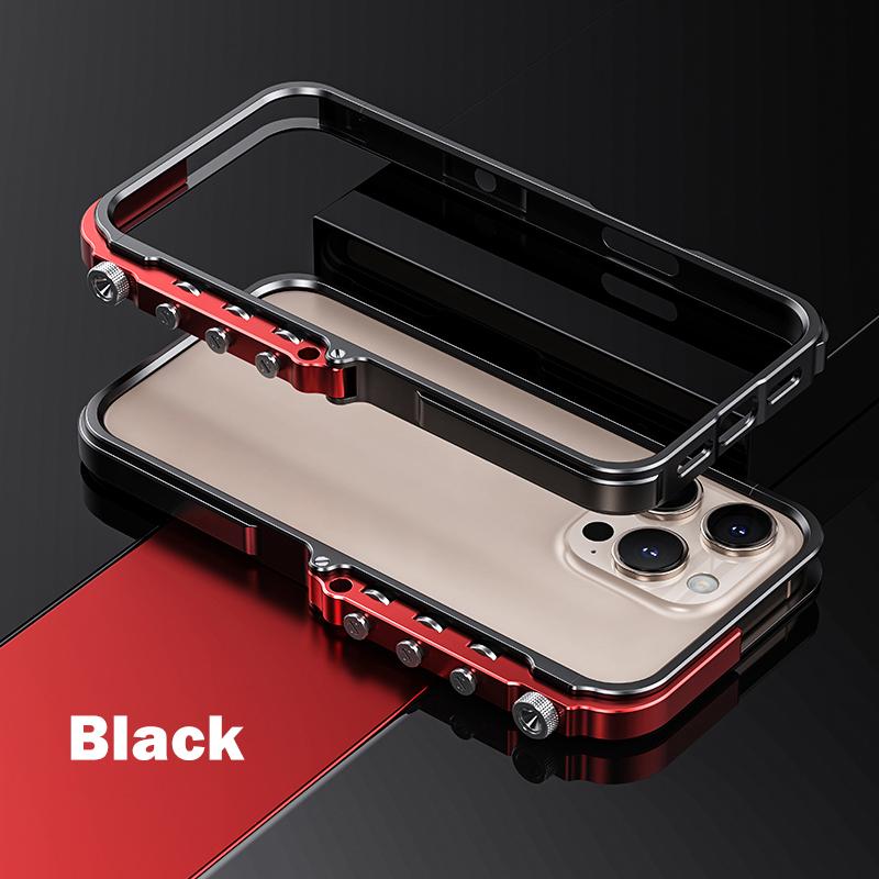 Luxus Aluminium Metallrahmen für iPhone 15 16 17 Pro Max 16p Stoßfängerhülle Legierung Zubehör Einfache Demontage des Handy-Stoßfängers iPhone 15 Pro Max schwarz
