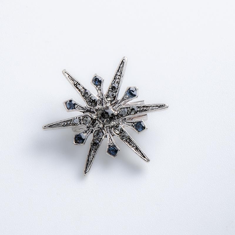 Metall Stern Brosche Pin Kristall Revers Pin Herren Anzug Hemd Corsage Abzeichen Kleid Kragen Luxus Schmuck Für Frauen Zubehör gray