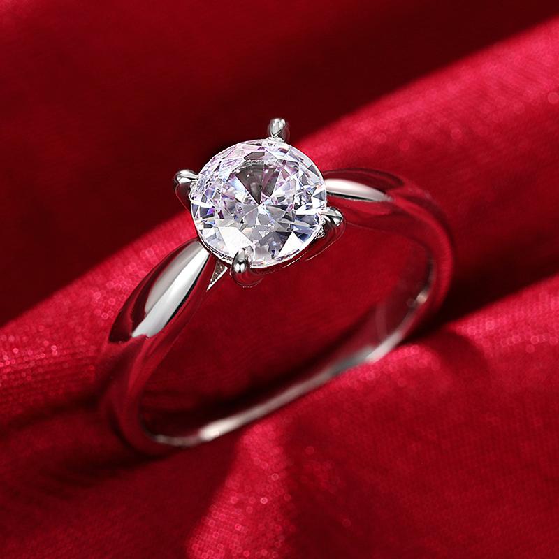 Huitan Kristall Runde Zirkonia Ringe Brillant Ehering Zubehör für Frauen Luxus Antrag Verlobungsringe Schmuck 7 red