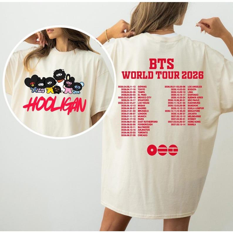 BTS Hooligan Tour T-Shirt, BTS Army T-Shirt, Bangtan Boys T-Shirt, BTS Konzert T-Shirt, Kpop Welttournee 2026 T-Shirt, Bts Comeback T-Shirt XXXL