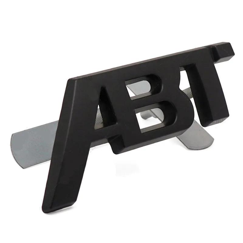 3D Metall ABT Logo Frontgrill Seitenkotflügel Abzeichen Kofferraum Emblem Autoaufkleber für Golf Passat Jetta Touareg Tiguan Polo A3 A4 A5 A6 Q3 Q5 Q7 TT 11.2cm x 4.6cm Front Grille Badge matte schwarze