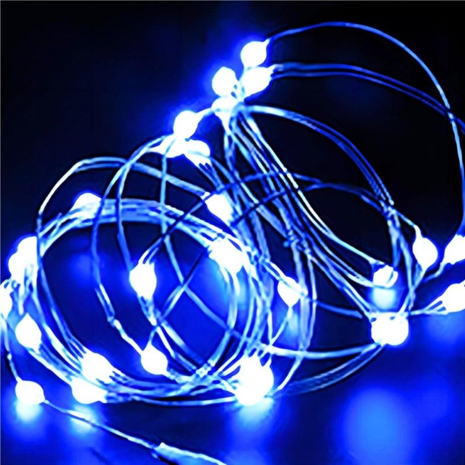 USB LED Lichterketten Kupfer Silber Draht Girlande Licht Wasserdichte LED Lichterkette Für Weihnachten Hochzeit Party Dekoration 5M-By USB blau
