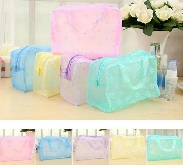 Leicht zu tragen Einfarbige Mode Reiseaufbewahrungstasche für Kosmetik Make-up Reise blau