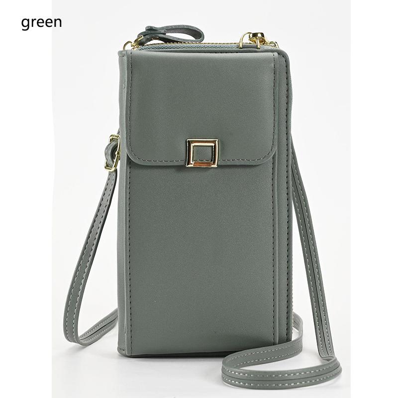 Handy-Geldbörse, Smartphone-Geldbörse, Leder, Schultergurt, Handtasche, Damen, taktile Outdoor-wasserdichte Tasche grün