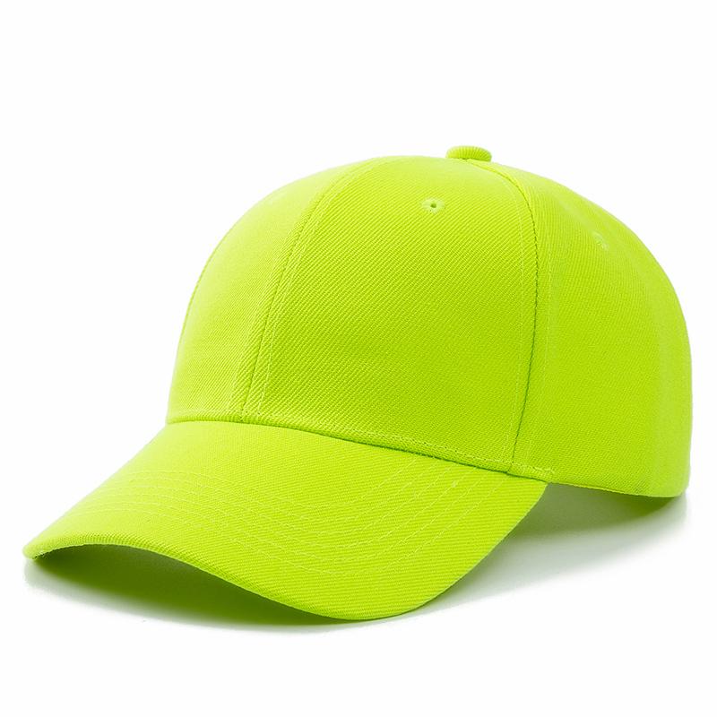 Unisex-Kappe, lässig, einfarbig, Acryl, Baseballkappe, verstellbare Hüte für Damen und Herren, Straßen-Hip-Hop-Hut, Kappe 54cm-60cm fluoreszierende gelbe