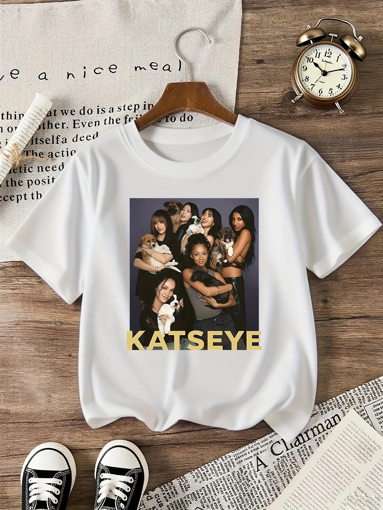 KATSEYE Schönes Chaos Unisex Kurzarm T-Shirt Kinder Streetwear Y2K Tops Kinderkleidung Mädchen Jungen 150 black
