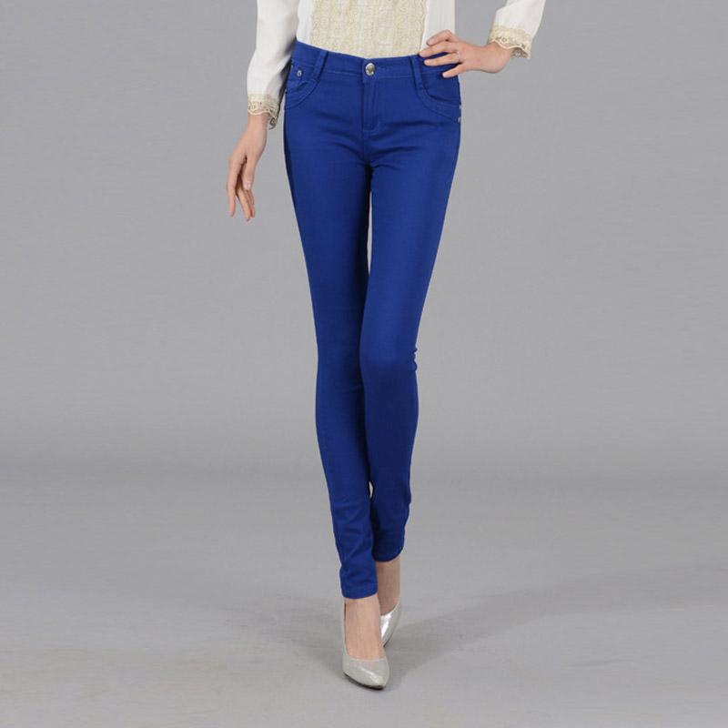 Frauen Damen Bleistift Hosen Sommer Taschen Taste Dünne Waden Länge Hosen Casual Stretch Hose Plus Größe Weibliche Hosen XS saphir