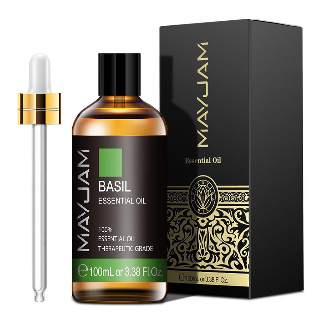 MAYJAM 100 ml ätherisches Lavendel-Eukalyptus-Zimt-Pflanzenöl für Spa-Massage, Hautpflege, Luftreiniger, Luftbefeuchter, Aromatherapie, Rosen-Teebaumöl Basil