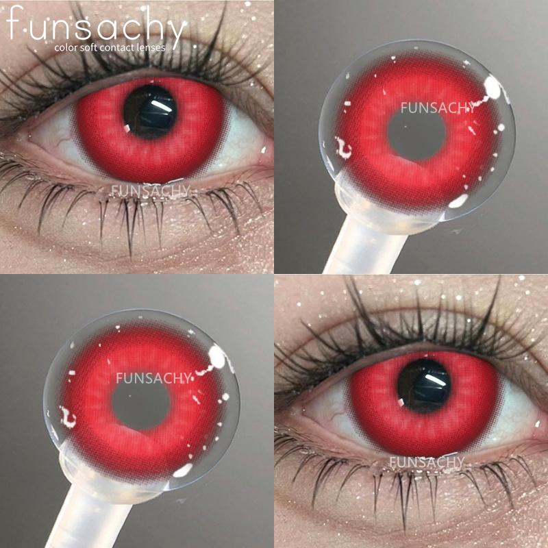 FUNSACHY NEUER Stil Augen Kontaktlinsen Cosplay Rot Farbige Kontaktlinsen für das Auge 1 Paar Blau Jährliches Schönheits-Make-up Rosa Augenlinsen