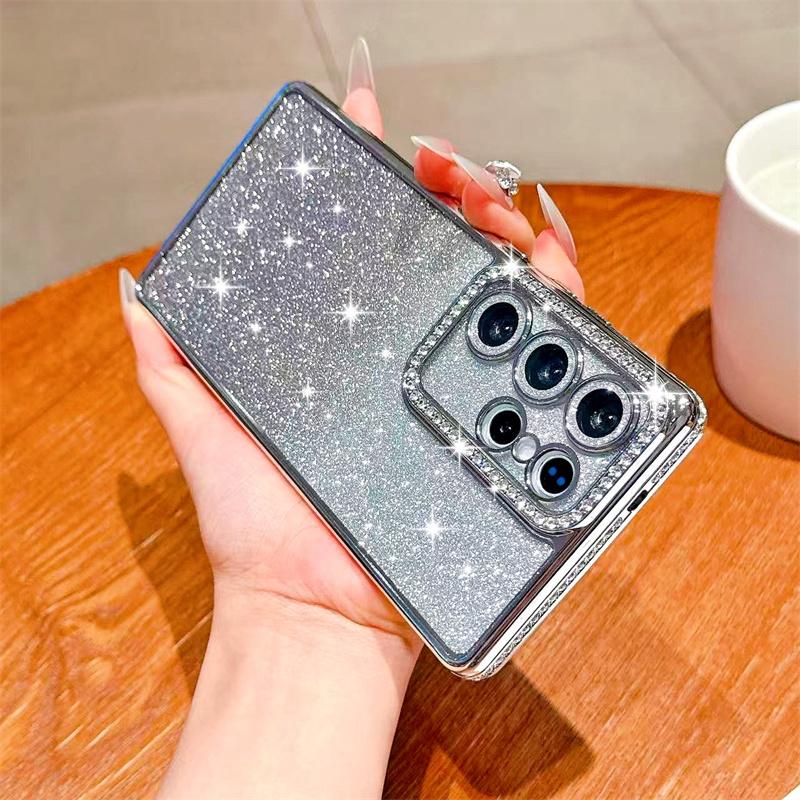 Glitzer Bling Hülle für Samsung Galaxy S25 Edge S23 Ultra S24 FE A56 A36 A26 A16 A55 A35 A25 A15 A54 A34 A14 Hülle iPhone 16 15 Pro Max 14 Plus 13 12 Samsung Galaxy A15 silber