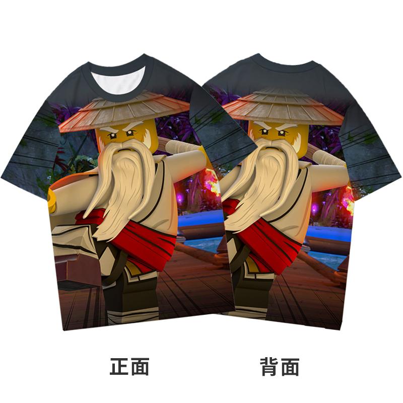 2025 MINISO Ninjago T-Shirt Cartoon Anime Druck Jungen und Mädchen T-Shirt im Sommer Neue Stil Street Trends Kinderkleidung Kurzarm 150 graue